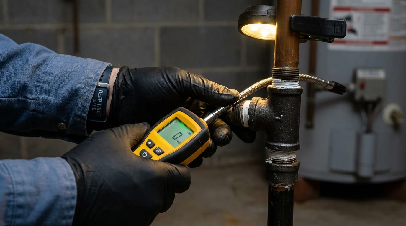 Gas leak detection with electronic sniffer by Johns Plumbing LLC in Belgium